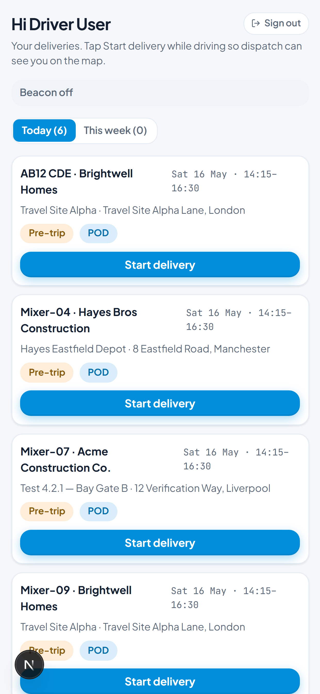 CDT driver mobile app